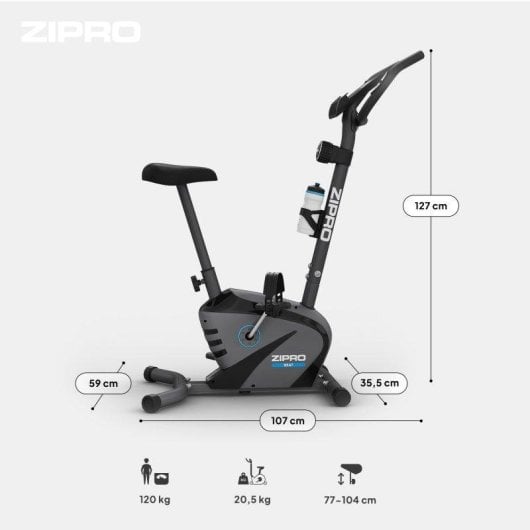 Bicicleta estática Zipro Beat magnética 8 niveles LCD soporte móvil