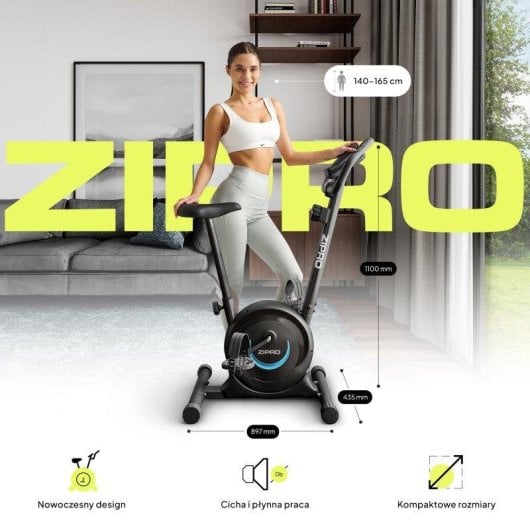 Bicicleta fija Zipro One S magnética LCD 8 niveles compacta negra