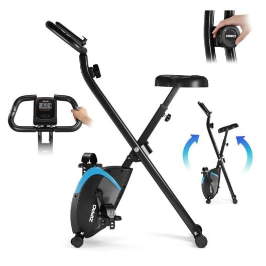 Bicicleta estática Zipro Future X plegable magnética 8 niveles LCD negra