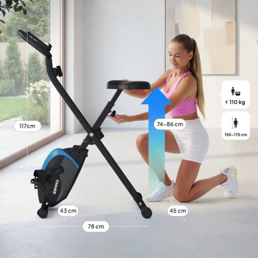 Bicicleta estática Zipro Future X plegable magnética 8 niveles LCD negra