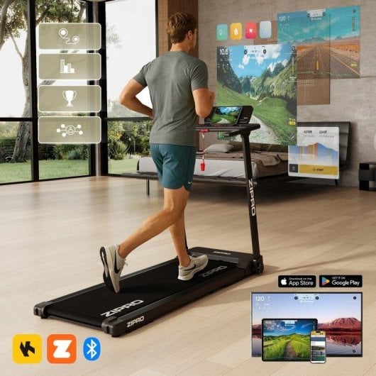 Passadeira Zipro Forma Elétrica Flat Fold 12 km/h 120x40 cm Zwift Kinomap