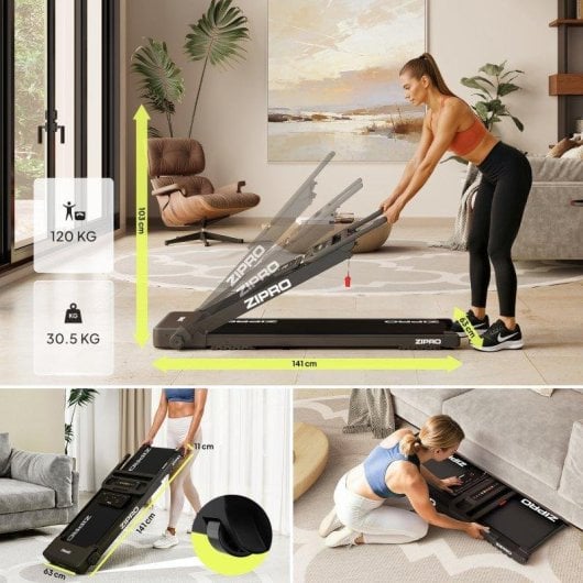 Passadeira Zipro Forma Elétrica Flat Fold 12 km/h 120x40 cm Zwift Kinomap