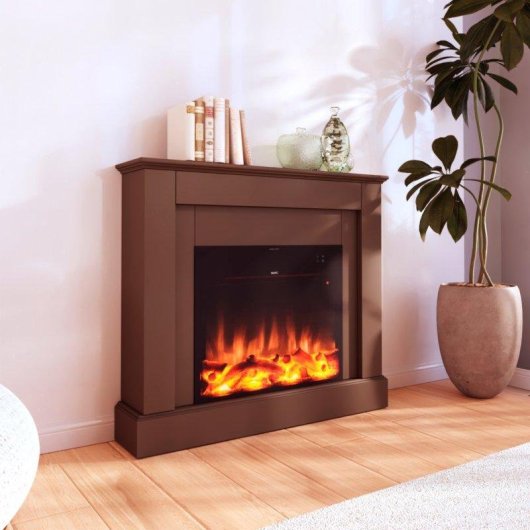 Lareira Elétrica MPC Camillo 1500W Chão com Comando e Efeito LED