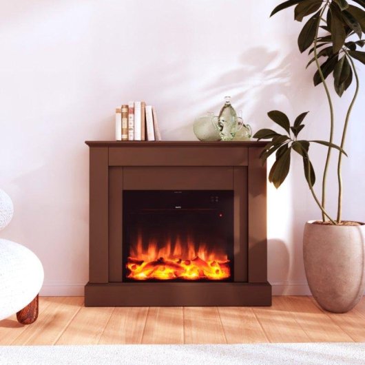 Lareira Elétrica MPC Camillo 1500W Chão com Comando e Efeito LED