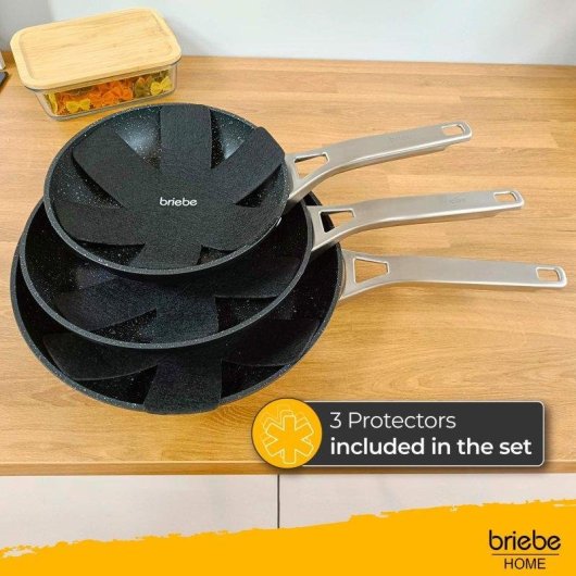 Frigideira Briebe Black Titanium 3 Peças Antiad. Indução Titânio 18-20-24cm