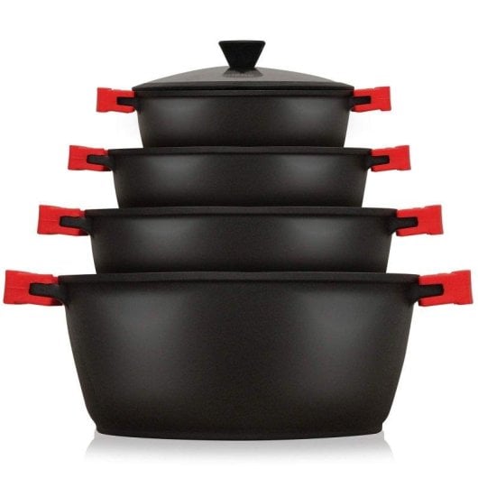 Batterie de cuisine Briebe Blackt4 Induction 8 pièces aluminium titane