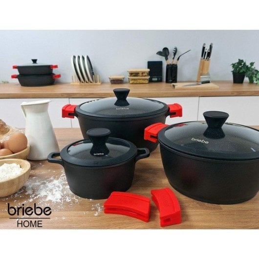 Batterie de cuisine Briebe Blackt4 Induction 8 pièces aluminium titane