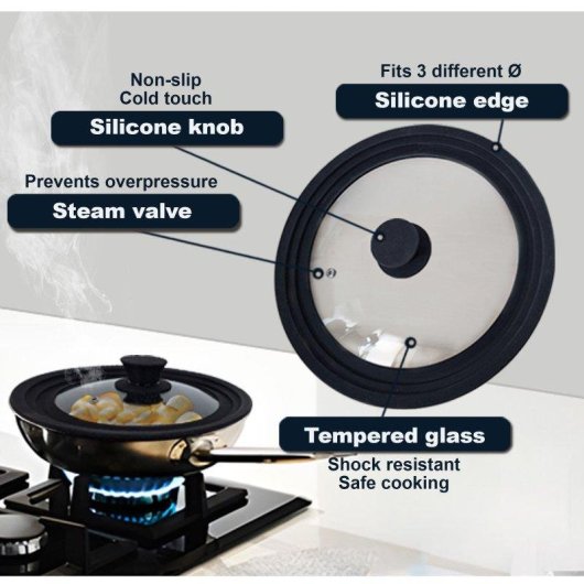 Tapa universal Briebe Totalid multidiámetro vidrio templado borde silicona