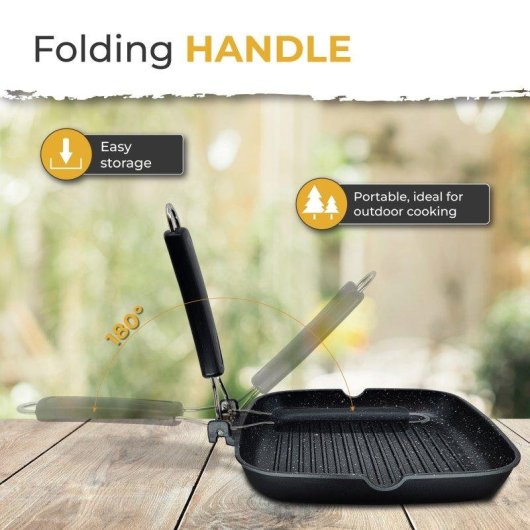 Grillpfanne Briebe Gp1158 Induktion Titan-Antihaft 24x24cm Aluminium klappbarer Griff