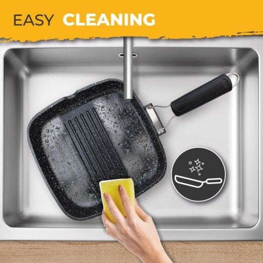 Grillpfanne Briebe Gp1158 Induktion Titan-Antihaft 24x24cm Aluminium klappbarer Griff