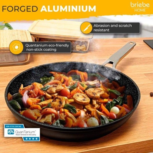 Frigideira Briebe Black Titanium 3 Peças Indução Antiadherente Titanio 20-24-28cm