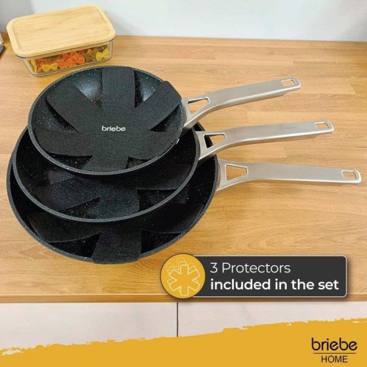 Frigideira Briebe Black Titanium 3 Peças Indução Antiadherente Titanio 20-24-28cm