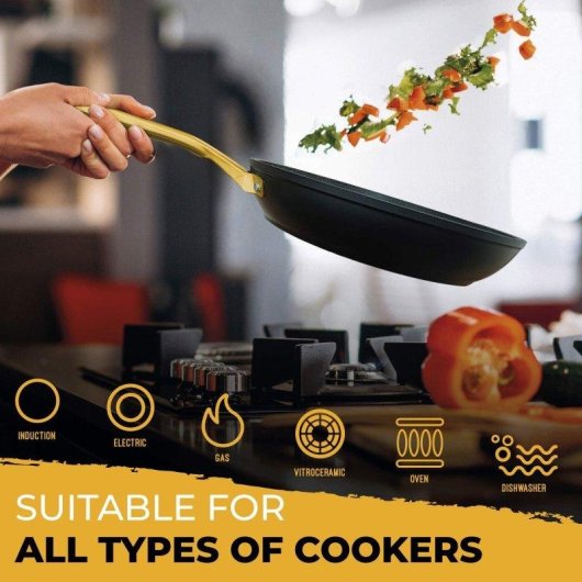 Frigideira Briebe Gold Titanium 3 Peças Indução Antiadherente 18-20-24cm