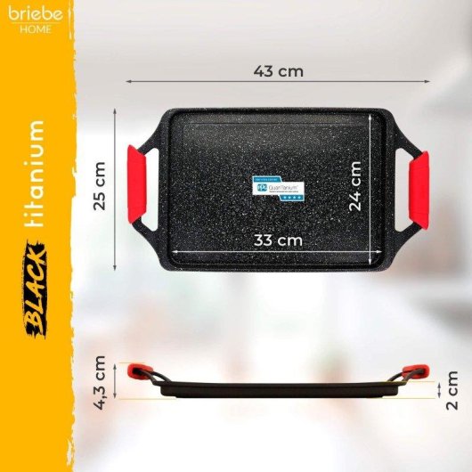 Grillplatte Briebe Black Titanium 43x25cm Induktion Antihaft Titan 5 Schichten