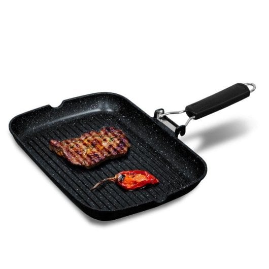 Grillpfanne Briebe Gp1160 Induktion Titan-Antihaft 34x24cm Aluminium klappbarer Griff