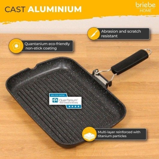 Grillpfanne Briebe Gp1160 Induktion Titan-Antihaft 34x24cm Aluminium klappbarer Griff