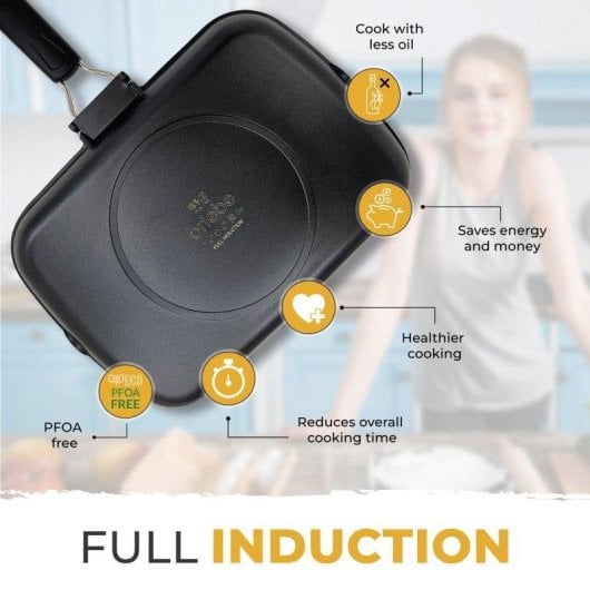 Grillpfanne Briebe Gp1160 Induktion Titan-Antihaft 34x24cm Aluminium klappbarer Griff