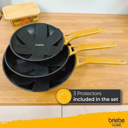Frigideira Briebe Gold Titanium 3 Peças Indução Antiadherente 20-24-28cm