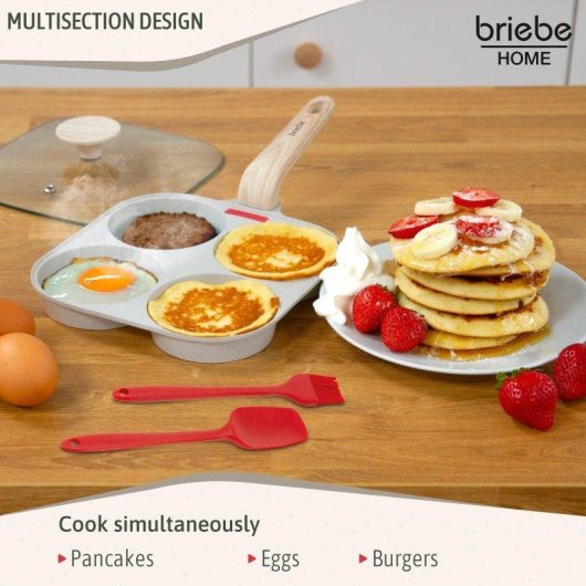 Frigideira Briebe Fpe1176 4 Cavidades Alumínio Antiad. Tapa Vidro