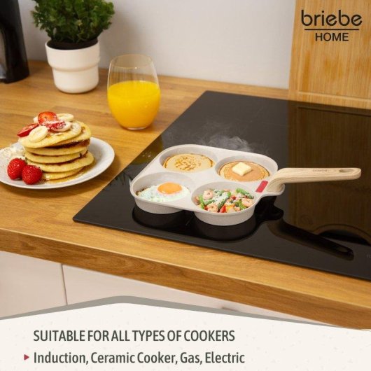 Frigideira Briebe Fpe1176 4 Cavidades Alumínio Antiad. Tapa Vidro