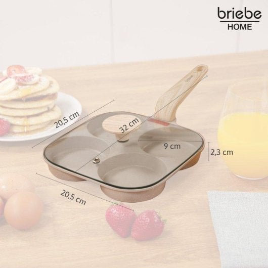 Frigideira Briebe Fpe1176 4 Cavidades Alumínio Antiad. Tapa Vidro