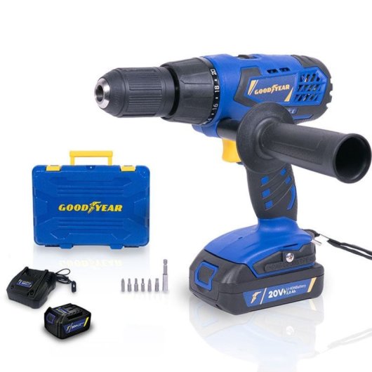 Taladro Litio Goodyear Gy4520ld 20v 2ah 10500 Rpm Función Atornillador Azul/negro