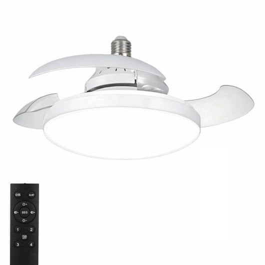 Ventilador de techo YOEVU Compact Mini aspas retráctiles luz LED E27 mando