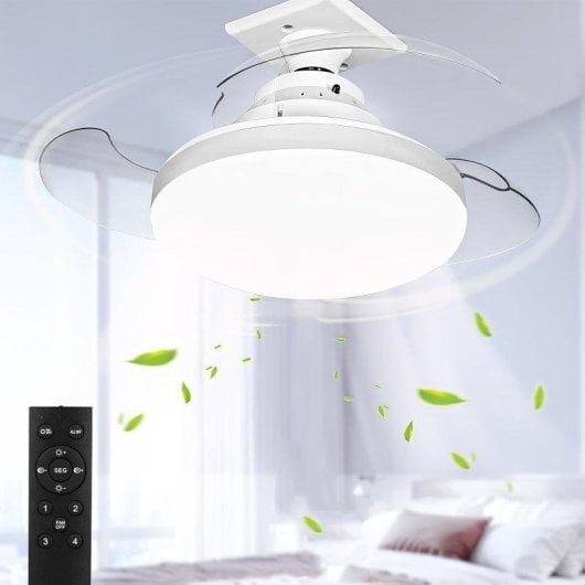 Ventilador de techo YOEVU Compact Mini aspas retráctiles luz LED E27 mando