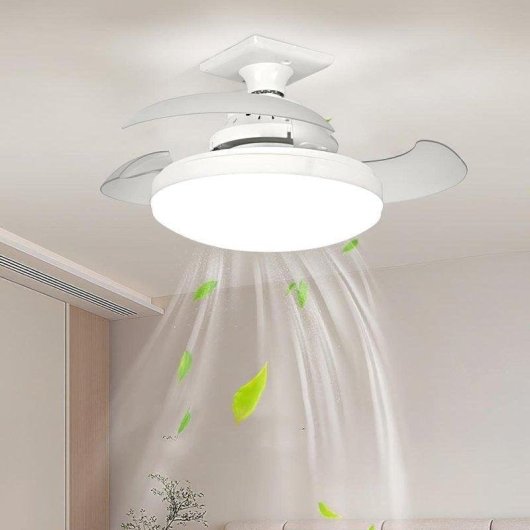 Ventilador de techo YOEVU Compact Mini aspas retráctiles luz LED E27 mando