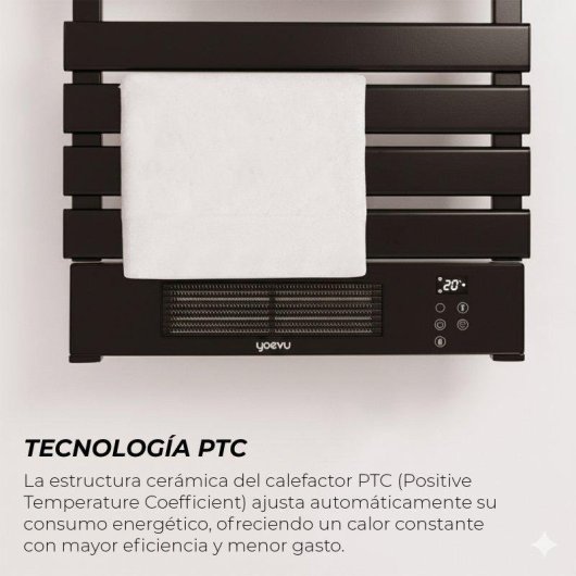 Toallero Eléctrico YOEVU 1500W 12 Barras Wifi Protección IP34