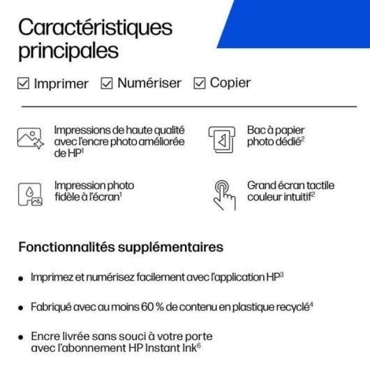 Multifonction HP Envy 7231 Jet d’encre Couleur WiFi Duplex ADF Écran tactile