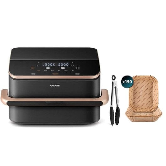 Cosori Dual Blaze Twinfry Chef Edition Freidora de Aire WiFi 10L + Tenacilla Silicona + 150 Papeles