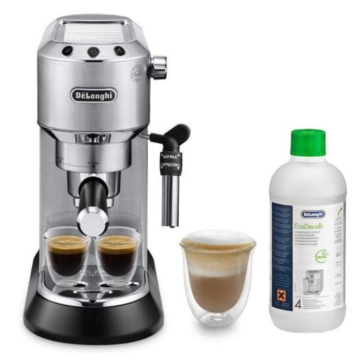 Máquina Café Espresso DeLonghi Dedica EC685.M Prata + Descalcificador Líquido EcoDecalk 500ml