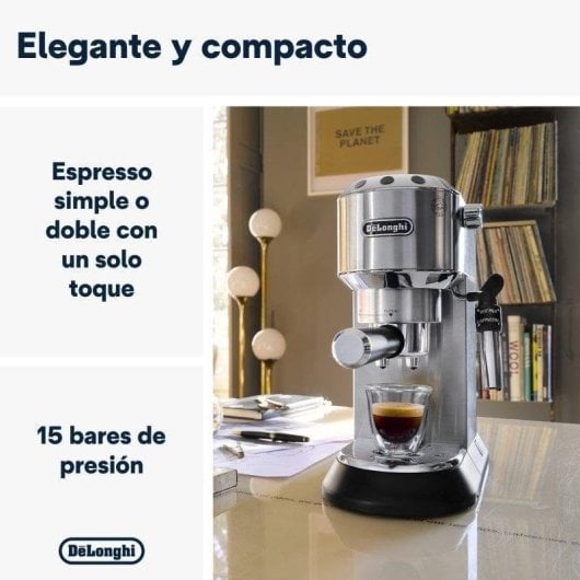 Máquina Café Espresso DeLonghi Dedica EC685.M Prata + Descalcificador Líquido EcoDecalk 500ml