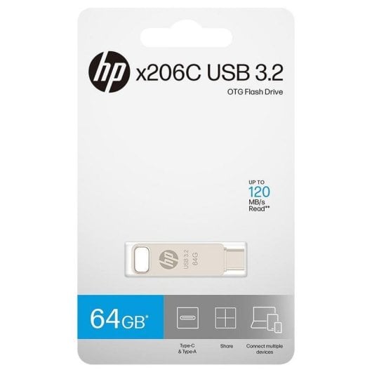 USB-Flash-Laufwerk PNY HP x206C 64GB USB-A USB-C Metall 120MB/s