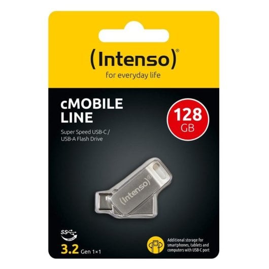 Unidad flash USB Intenso cMobile Line 128 GB USB-A USB-C metálica giratoria