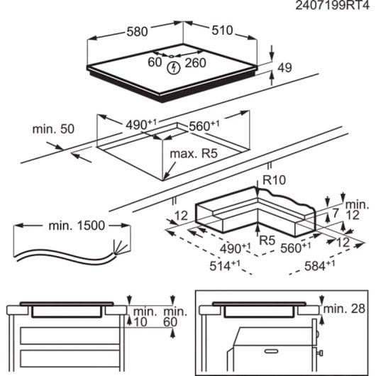 Placa de inducción Electrolux EIT61336CT 3 zonas 60 cm PowerBoost Hob2Hood
