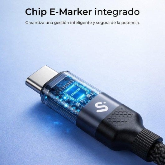 Câble USB-C Subblim POWERMAG 2m Magnétique LED 100W Nylon