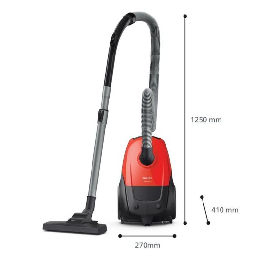 Staubsauger mit Beutel Philips 1000 Series XD1111/10 750W HEPA-Filter 3L Rot/Schwarz