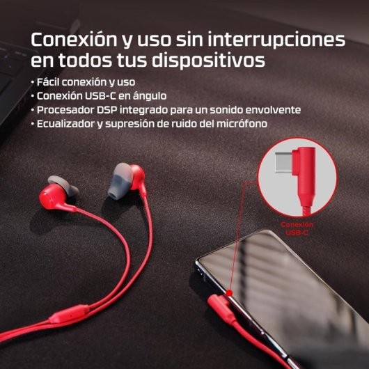 Auriculares HyperX Cloud Earbuds III S con cable USB-C para gaming y multimedia, color rojo