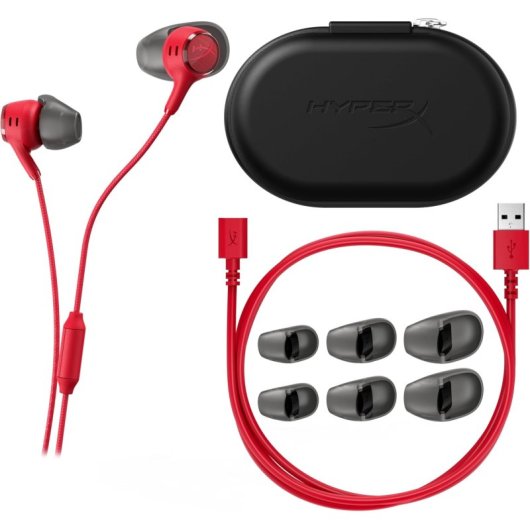 Auriculares HyperX Cloud Earbuds III S con cable USB-C para gaming y multimedia, color rojo