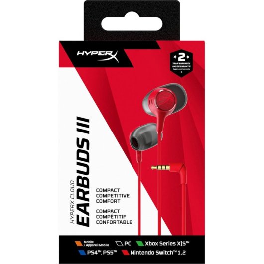 Auriculaires HyperX Cloud Earbuds III filaires Jack 3,5 mm Gaming et Multimédia Rouge