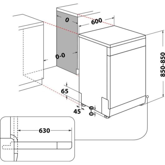 Lave-vaisselle Whirlpool W7F HS31 S 15 couverts D avec départ différé et autonettoyage
