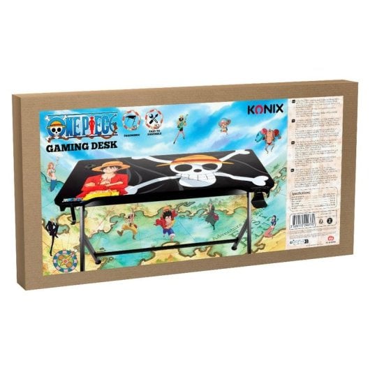 Mesa Gaming Konix 120 cm MDF Metal gestion câbles et porte-bouteille