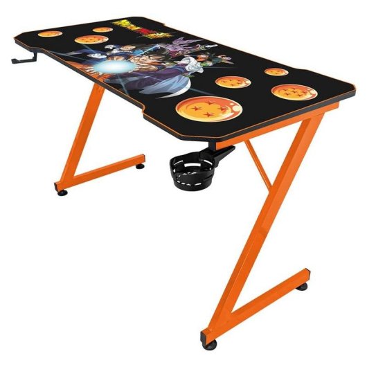 Bureau gaming Subsonic Dragon Ball 120 cm avec support en fibre de carbone, métal, bouteille et casque audio inclus, tapis de souris