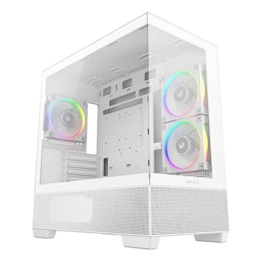 PC-Gehäuse DeepCool CG380 3F WH Panoramic Midi Tower 3x ARGB PWM Weiß