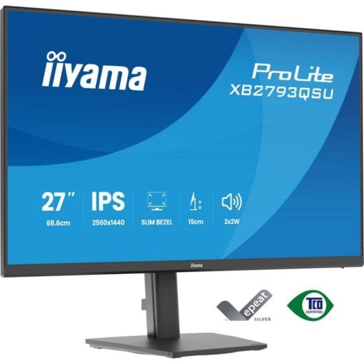Écran PC iiyama ProLite XB2793QSU-B1 27" Quad HD 75Hz IPS 1ms Hauteur réglable Haut-parleurs