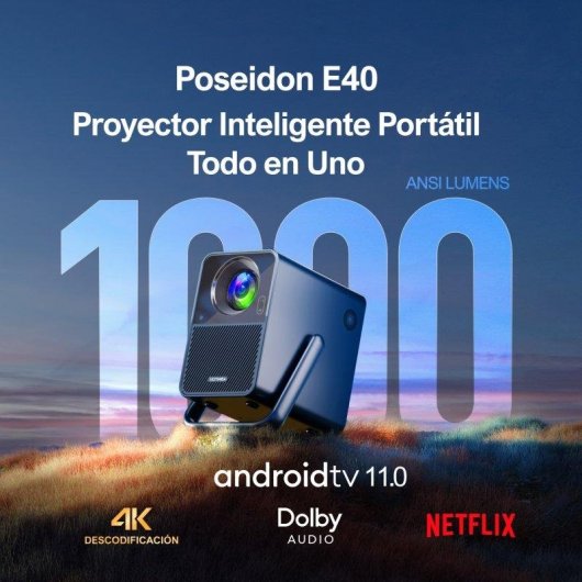 Proyector Ultimea Poseidon E40 FullHD 1000 Lúmenes 120" LCD Smart TV Google Chromecast