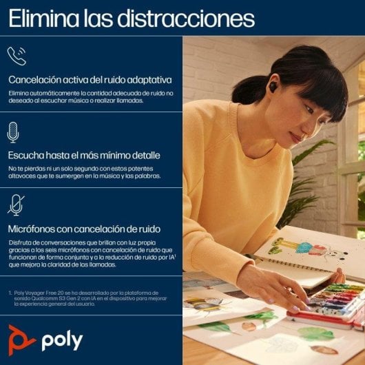 Poly Voyager Free 20 Auriculares inalámbricos Bluetooth con cancelación de ruido negros