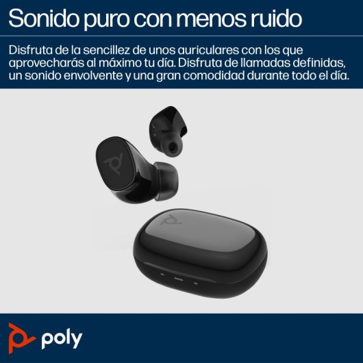 Poly Voyager Free 20 Auriculares Inalámbricos Bluetooth con Cancelación de Ruido + Estuche de Carga